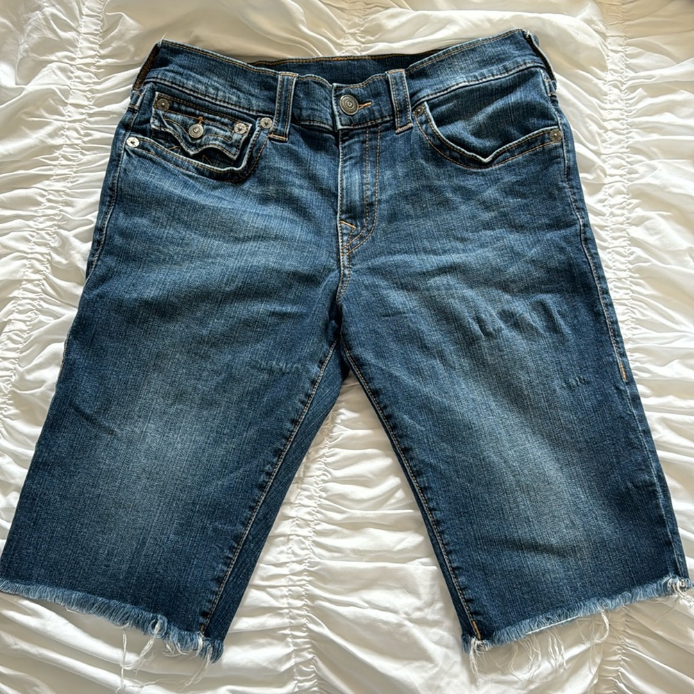 True Religion Ricky Relaxed Straight Denim Jean Shorts